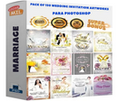 Pack 150 Artes Para Convites Casamentos Editáveis Psd e Png